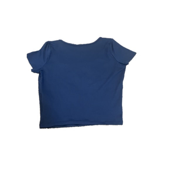 HOLISTER BOX NECK CROPPED T-SHIRT NAVY BLUE - Picture 2 of 2